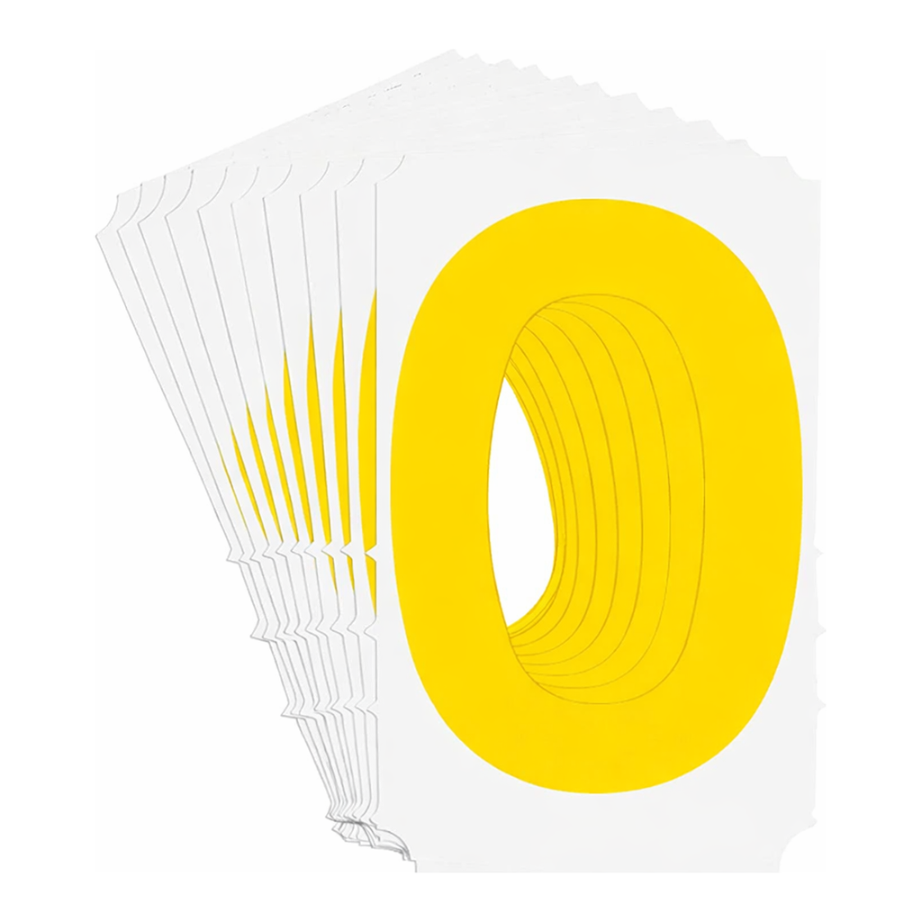 Brady 3" Yellow Gothic Font Quik-Align Self-Spacing Numbers and Letters