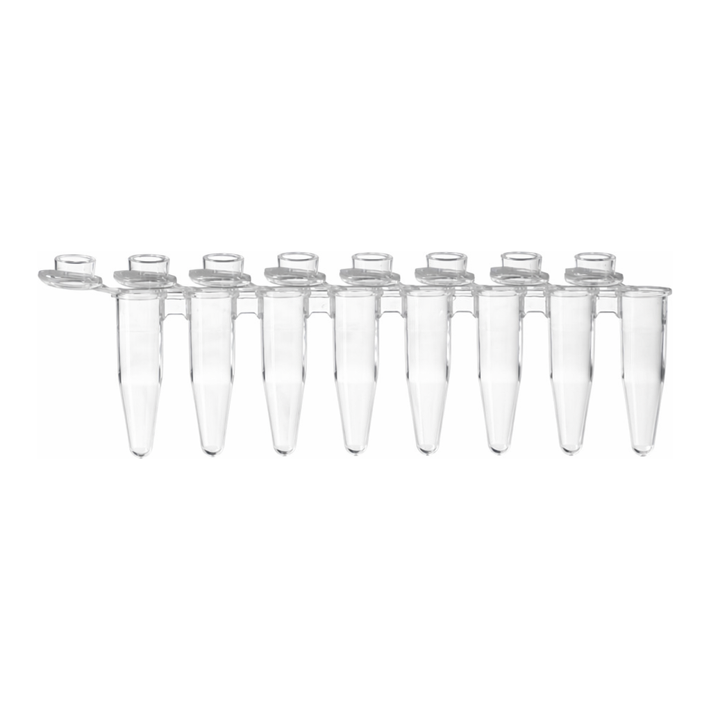 Greiner Bio One PCR 8-TUBE STRIPS FOR QPCR, 0.2 ML, PP,NATURAL, WITH ATTACHED INDIVIDUAL OPTICAL FLAT CAPS, 120 PCS/BOX