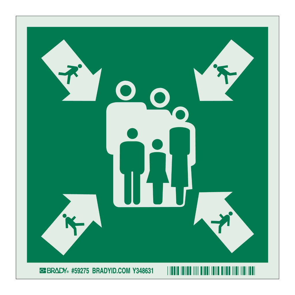 Brady BradyGlo Assembly Point With People And Arrows Sign