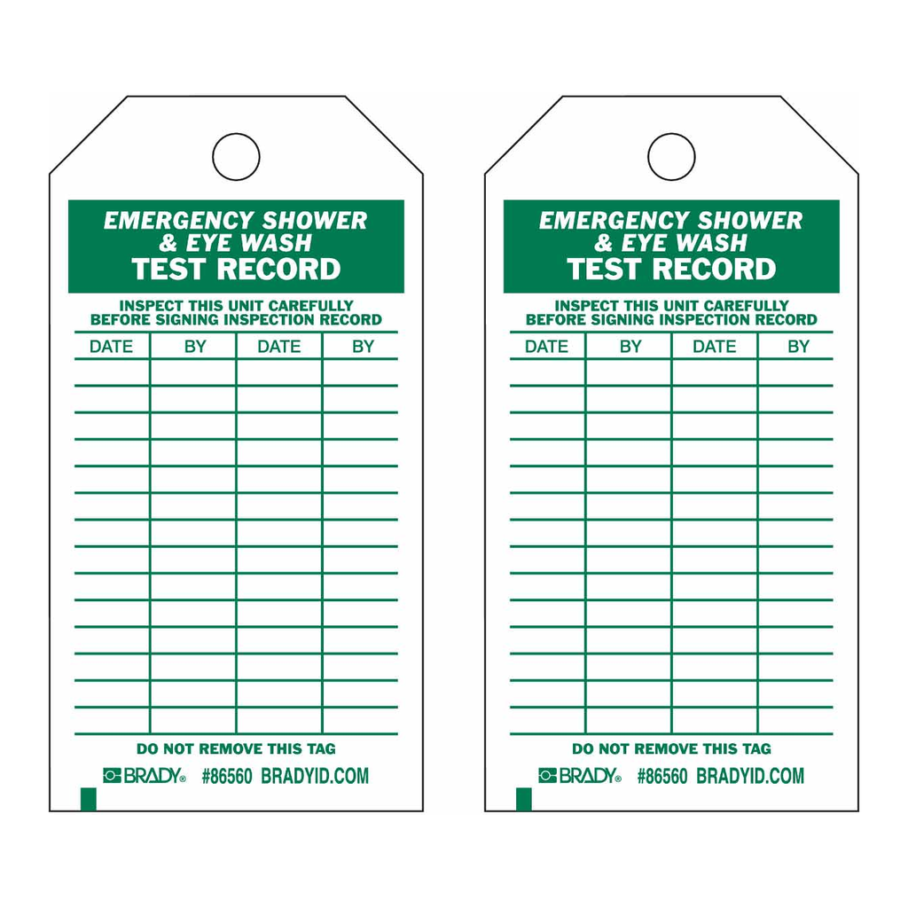 Brady Emergency Shower and Eye Wash Inspection Tags