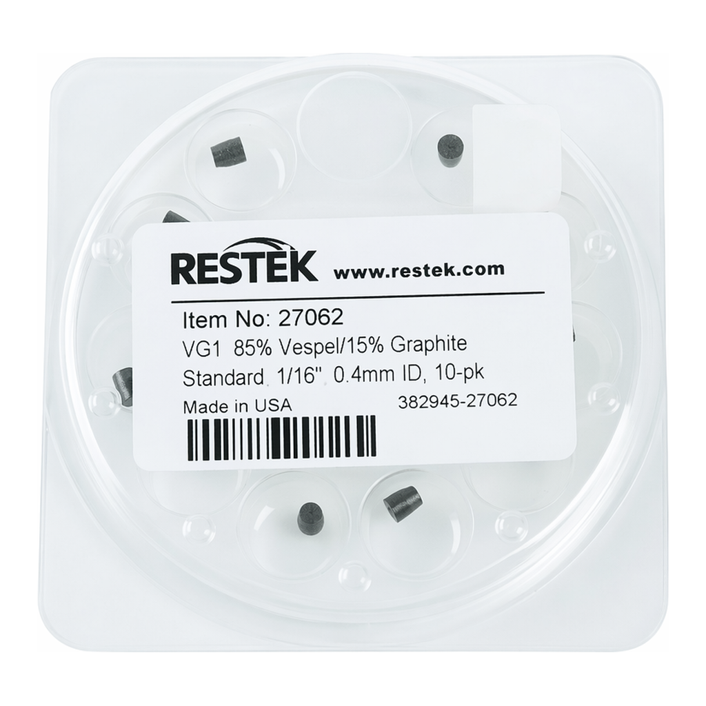 Restek Ferrule, Vespel/Graphite, VG1, 85% Vespel/15% Graphite Standard, 1/16in, 0.4mm ID, 10-pk.