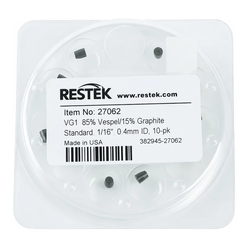 Restek Ferrule, Vespel/Graphite, VG1, 85% Vespel/15% Graphite Standard, 1/16in, 0.4mm ID, 10-pk.