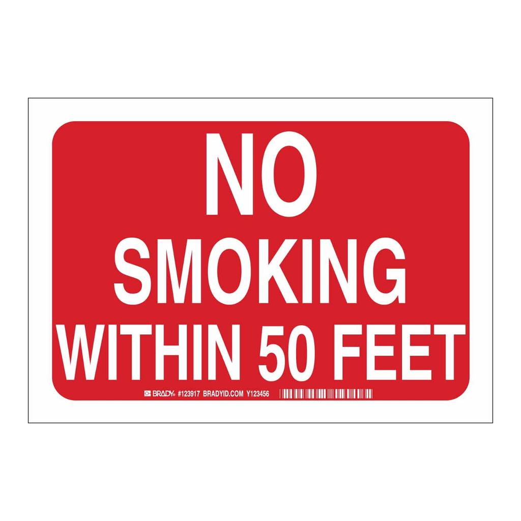 Brady No Smoking Within 50 Feet Sign
