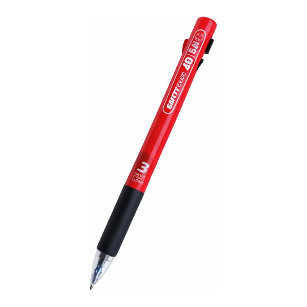 OFFICENEX 마이펜 세이프티클립 3색볼펜(0.5mm/레드/1EA)
