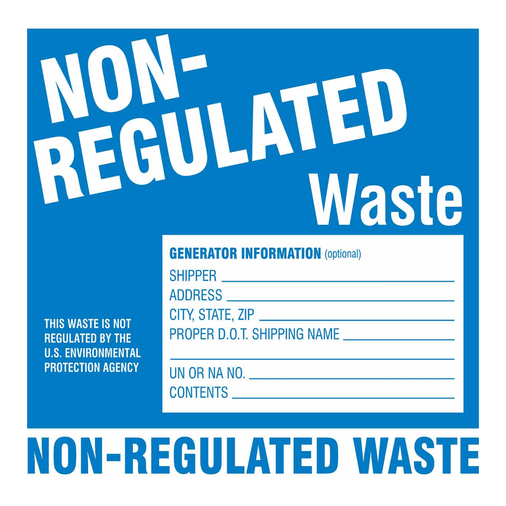 Brady NON-REGULATED WASTE GENERATOR INFORMATION Labels