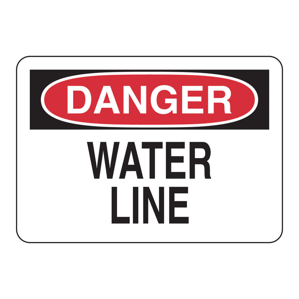 Brady DANGER Water Line Sign