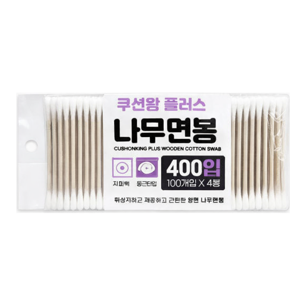 OFFICENEX 쿠션왕플러스 나무면봉 (400P/지퍼백형)