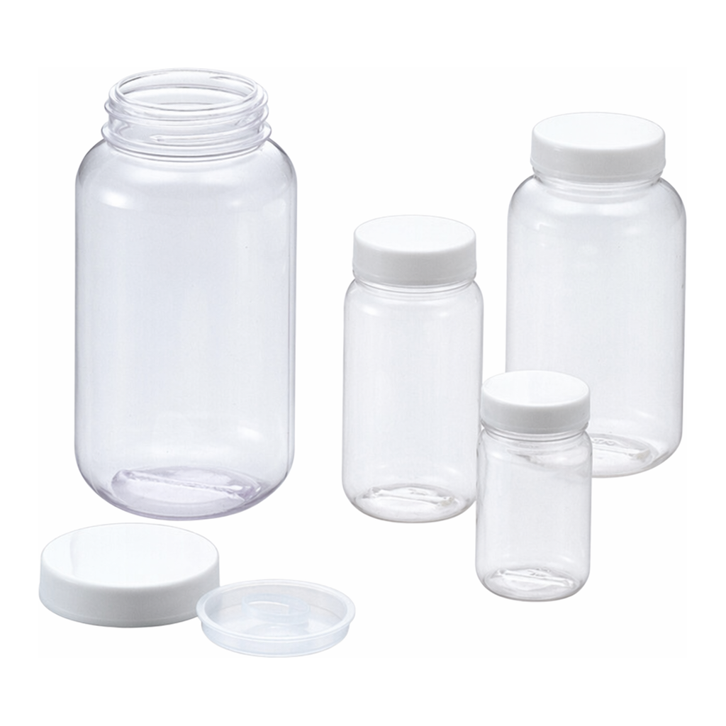 AS ONE Clear Bottle PVC Wide-Mouth, 투명 광구병(투명PVC제)
