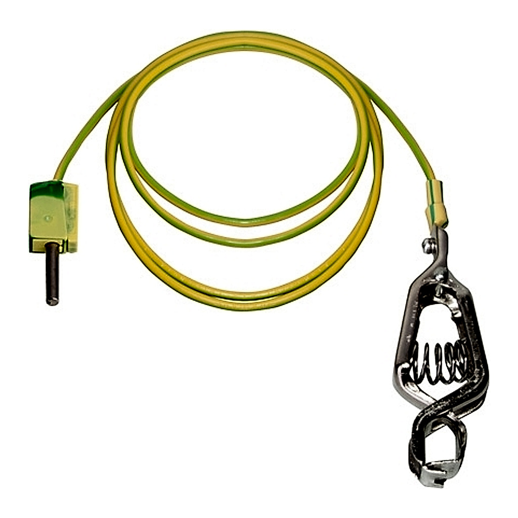 Grounding cable, clamp+banana plug, 1.5m