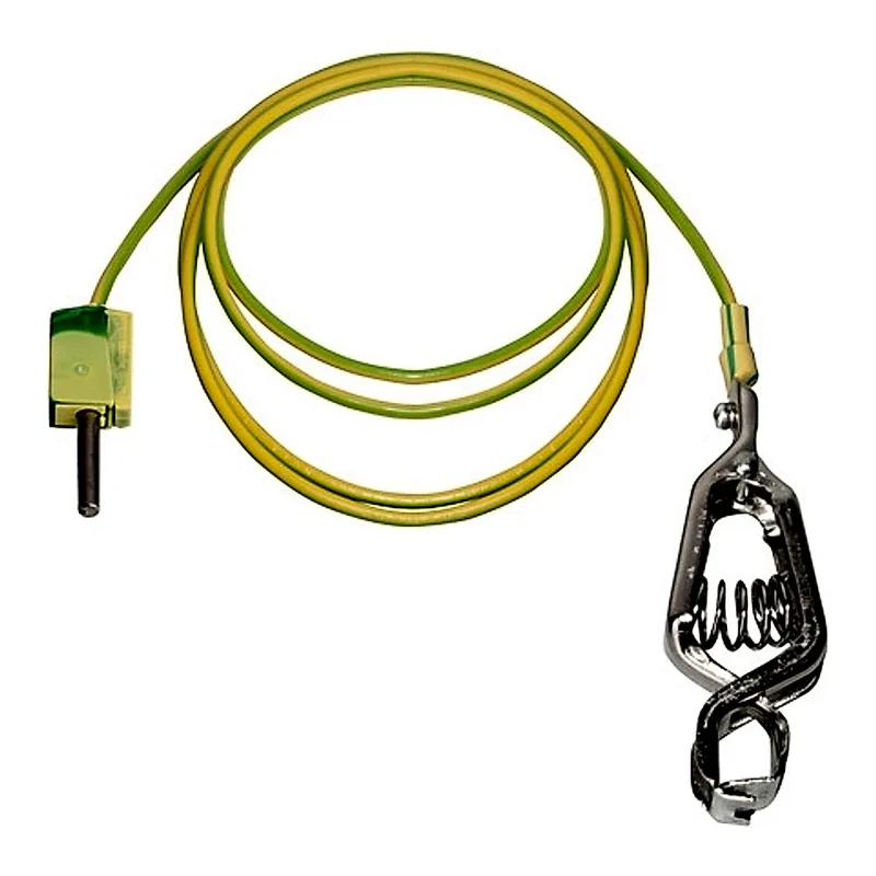 Grounding cable, clamp+banana plug, 1.5m