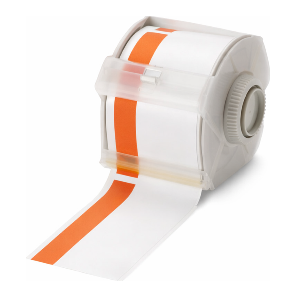 Brady All Weather Permanent Adhesive Vinyl Label Tape for GlobalMark Printer - 2.25", Warning Header Stripe
