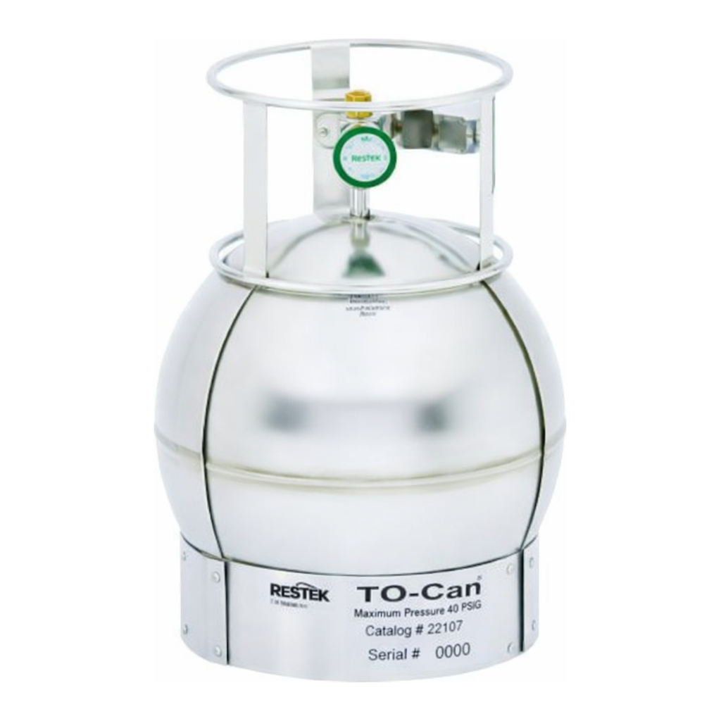 Restek TO-Can Canister, 15 Liter, 1/4in Swagelok SS4H Bellows Valve 2-port only, Stainless Steel