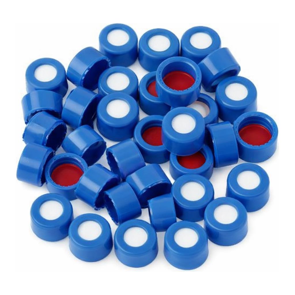 Restek Caps Short Screw 9mm Blue PTFE/Silicone w/Slit 1000-pk