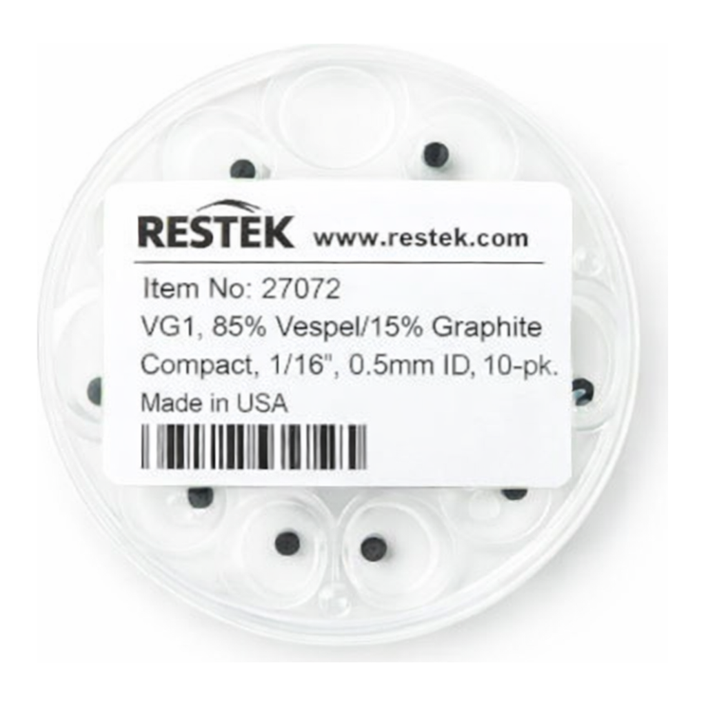 Restek Ferrule,Vespel/Graphite, VG1, 85% Vespel/15% Graphite Compact, 1/16in, 0.5mm ID, 10-pk.