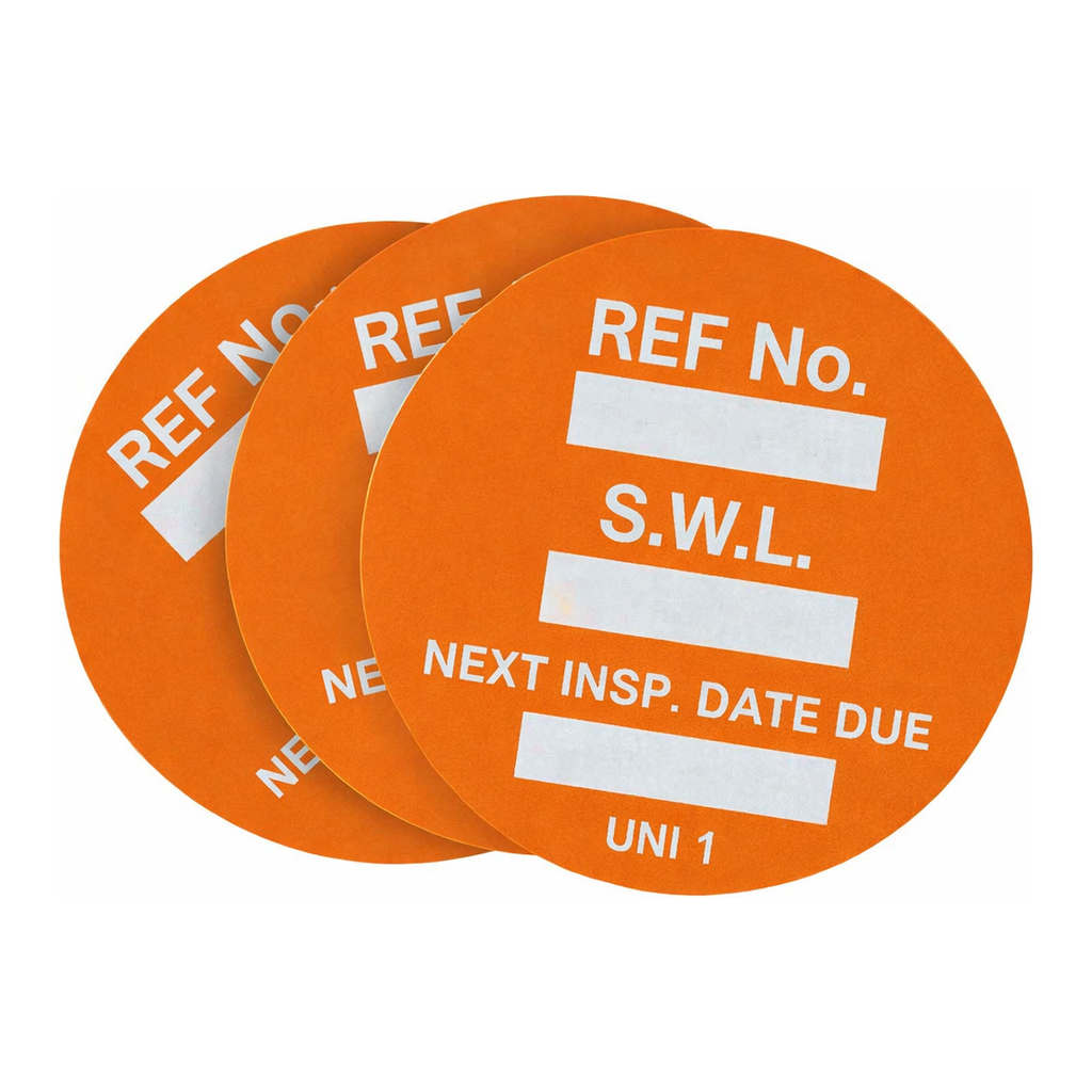 Brady Universal Tag Inserts: REF NO: S.W.L.: NEXT INSP. DATE DUE: