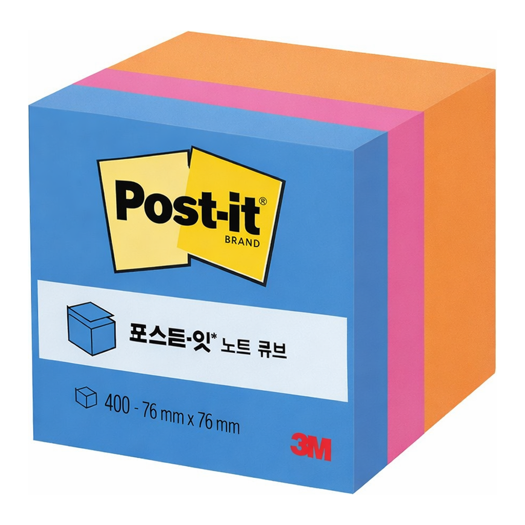 OFFICENEX 3M 포스트잇 큐브 블루 3색 NP,IR,AP(76x76mm/400매)
