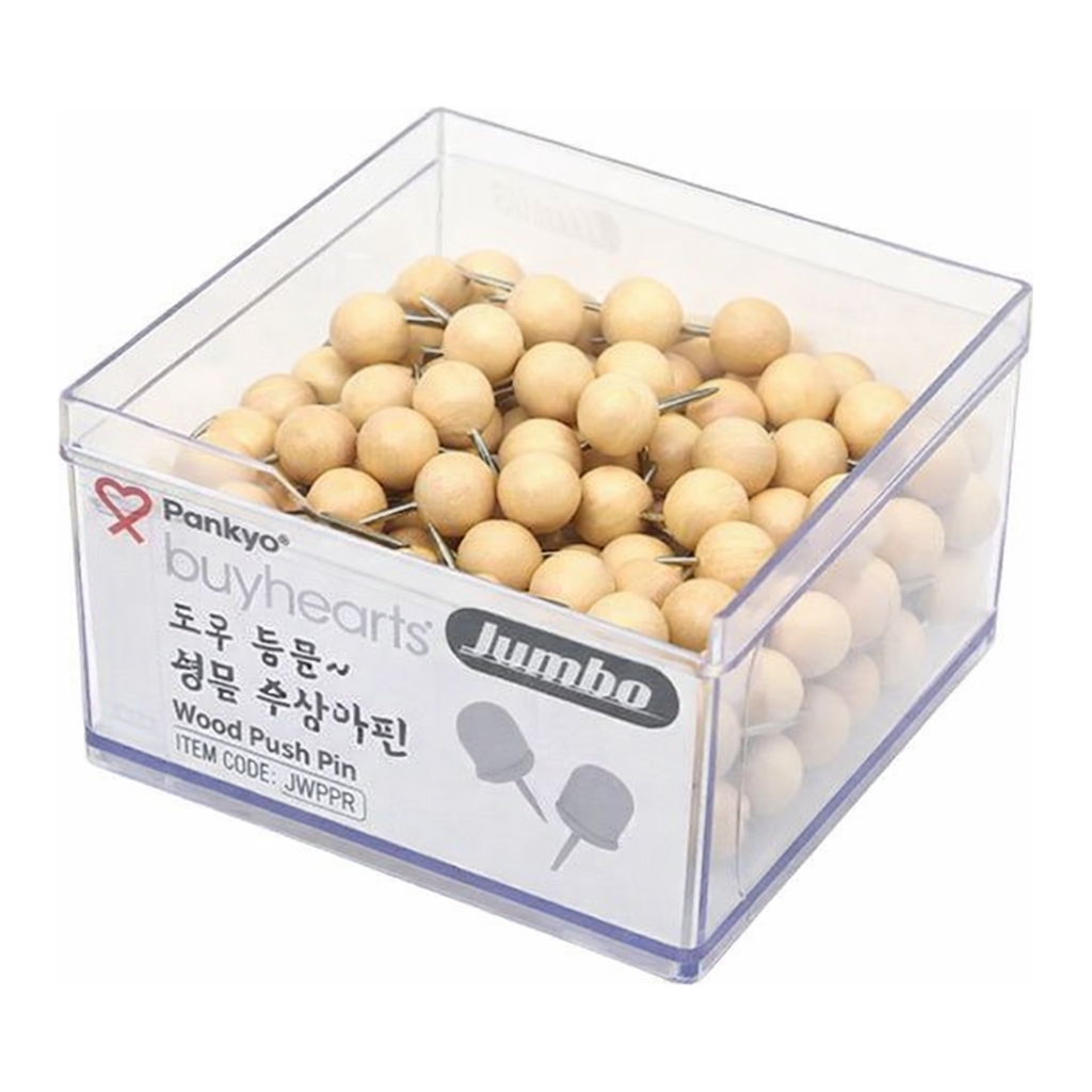 OFFICENEX 바이하츠 점보둥글둥글원목원형압핀(9mm x 20mm)