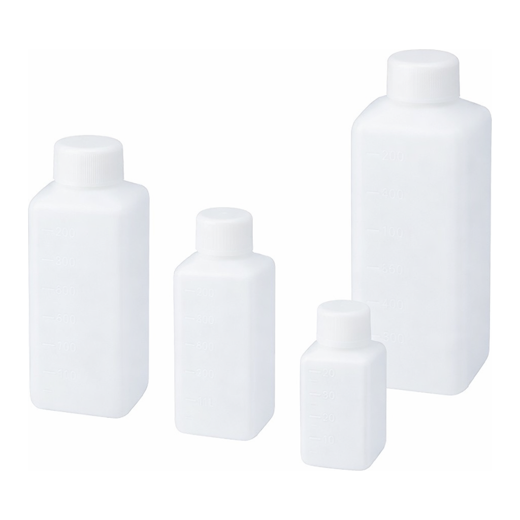 AS ONE J Bottle Square Type Narrow-Mouth Natural (Sterile), J 각형 세구병 내추럴 (멸균처리)