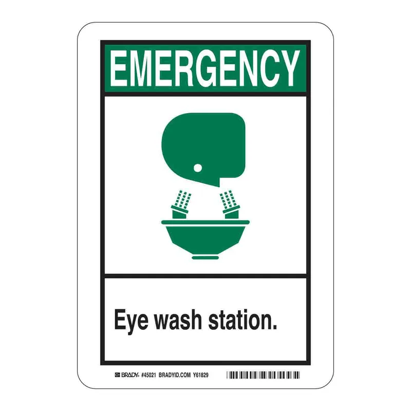 Brady EMERGENCY Eye Wash Station. Sign