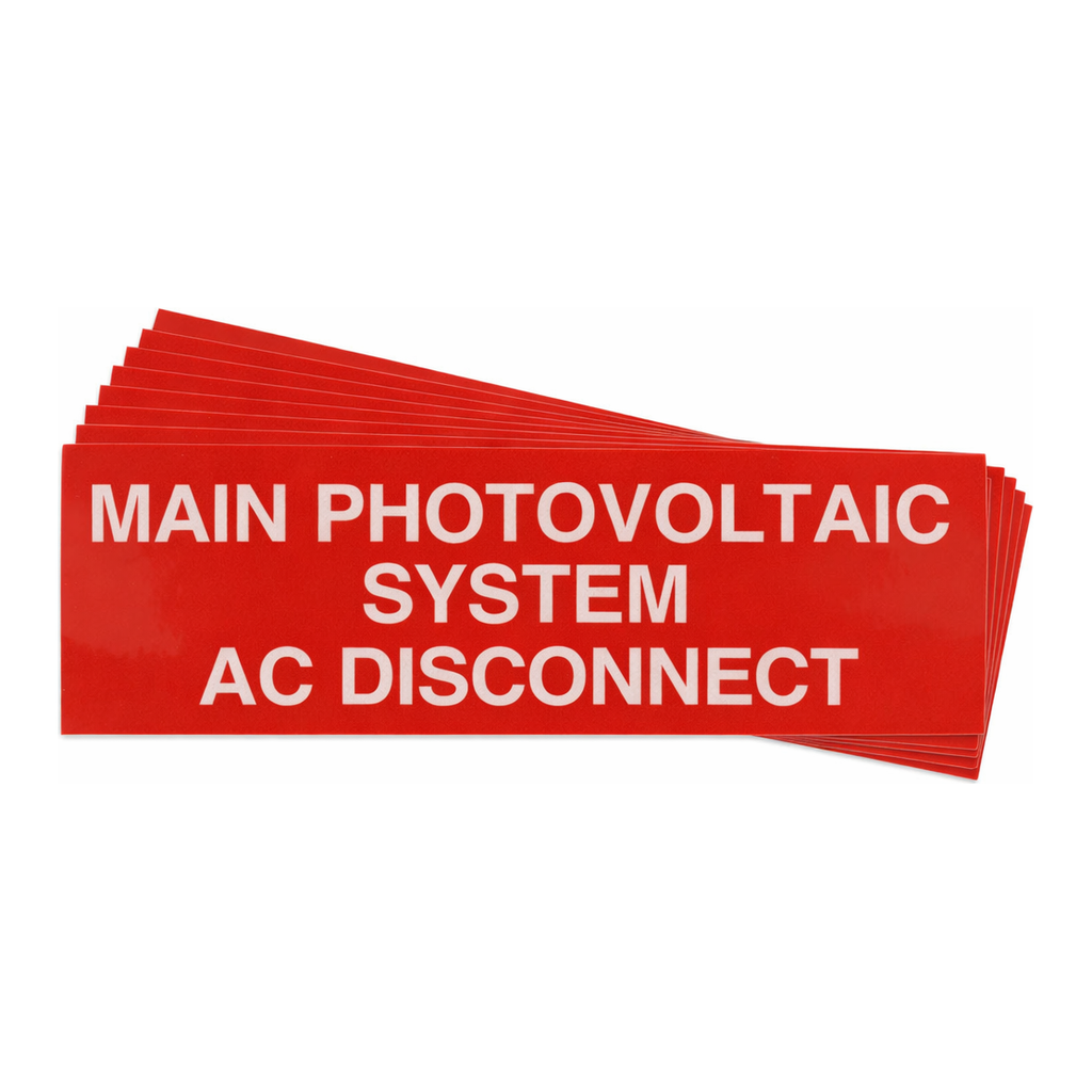 Brady Pre-Printed SOLAR MAIN AC DISC Warning Labels