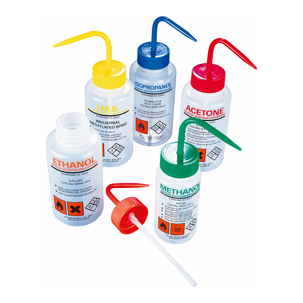 AS ONE Chemical Labeled Wide-Mouth Washing Bottle, 약품식별 광구 세척병