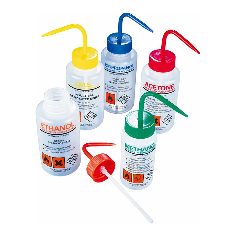 AS ONE Chemical Labeled Wide-Mouth Washing Bottle, 약품식별 광구 세척병