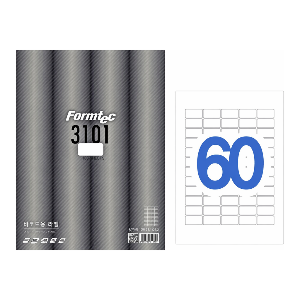 OFFICENEX 바코드용 라벨(60칸/100매/LS-3101/폼텍)친환경 인증 상품