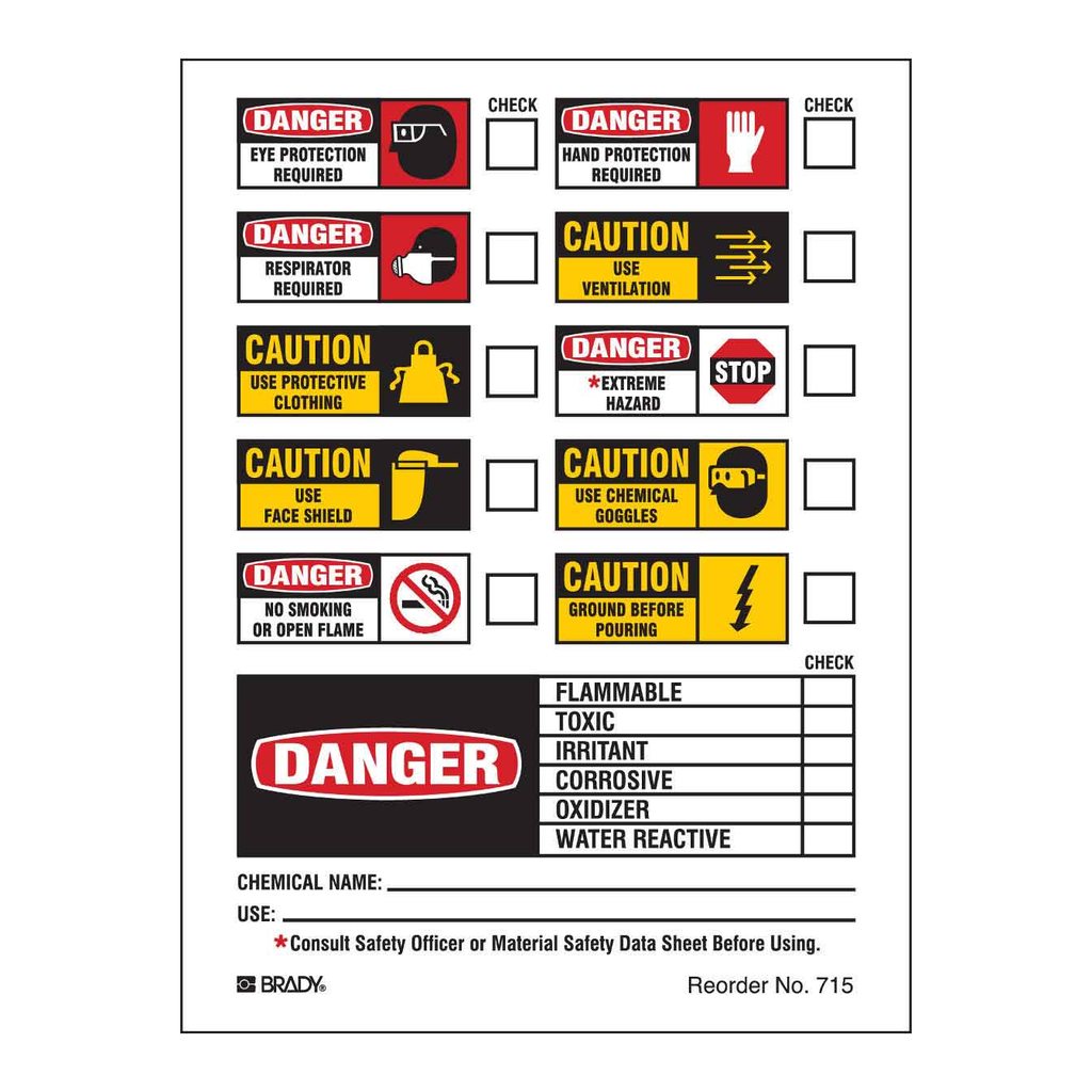 Brady Chemical Safety Check Labels