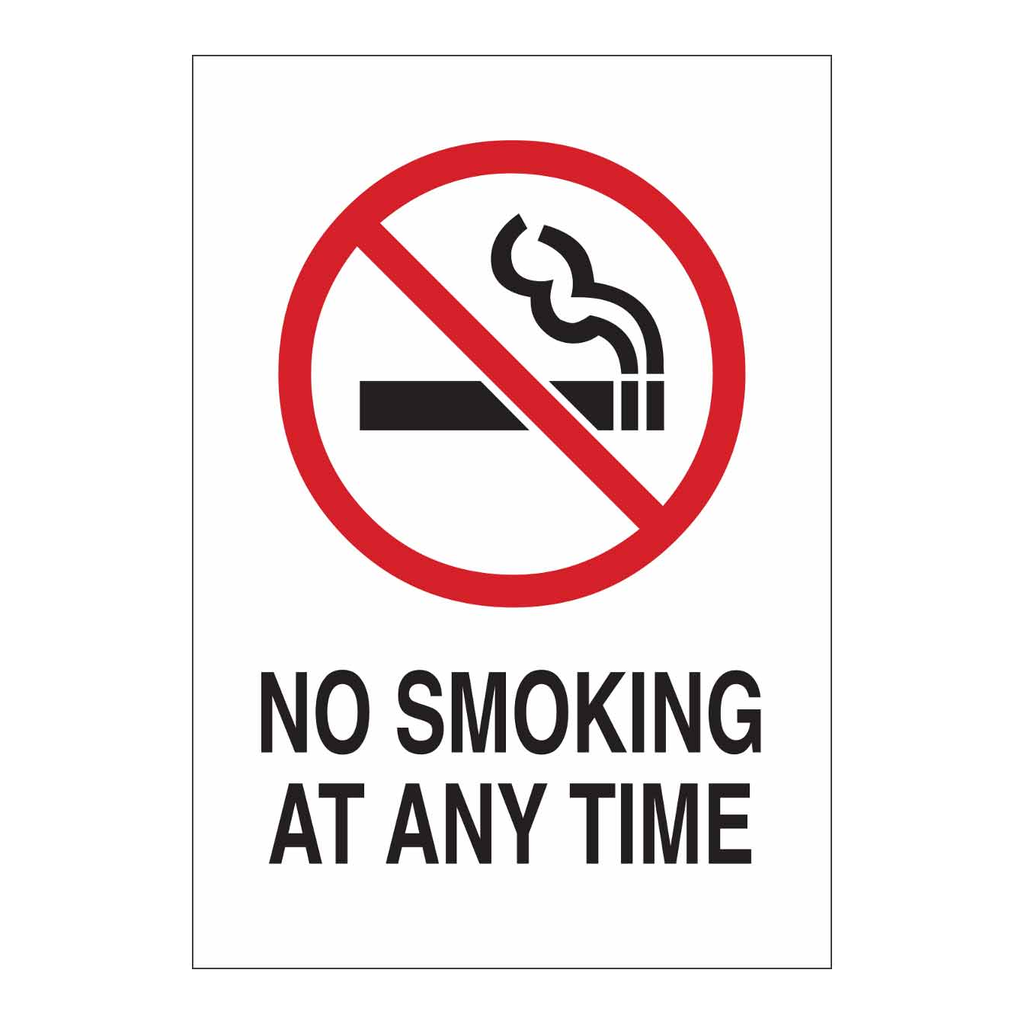 Brady No Smoking At Any Time Sign