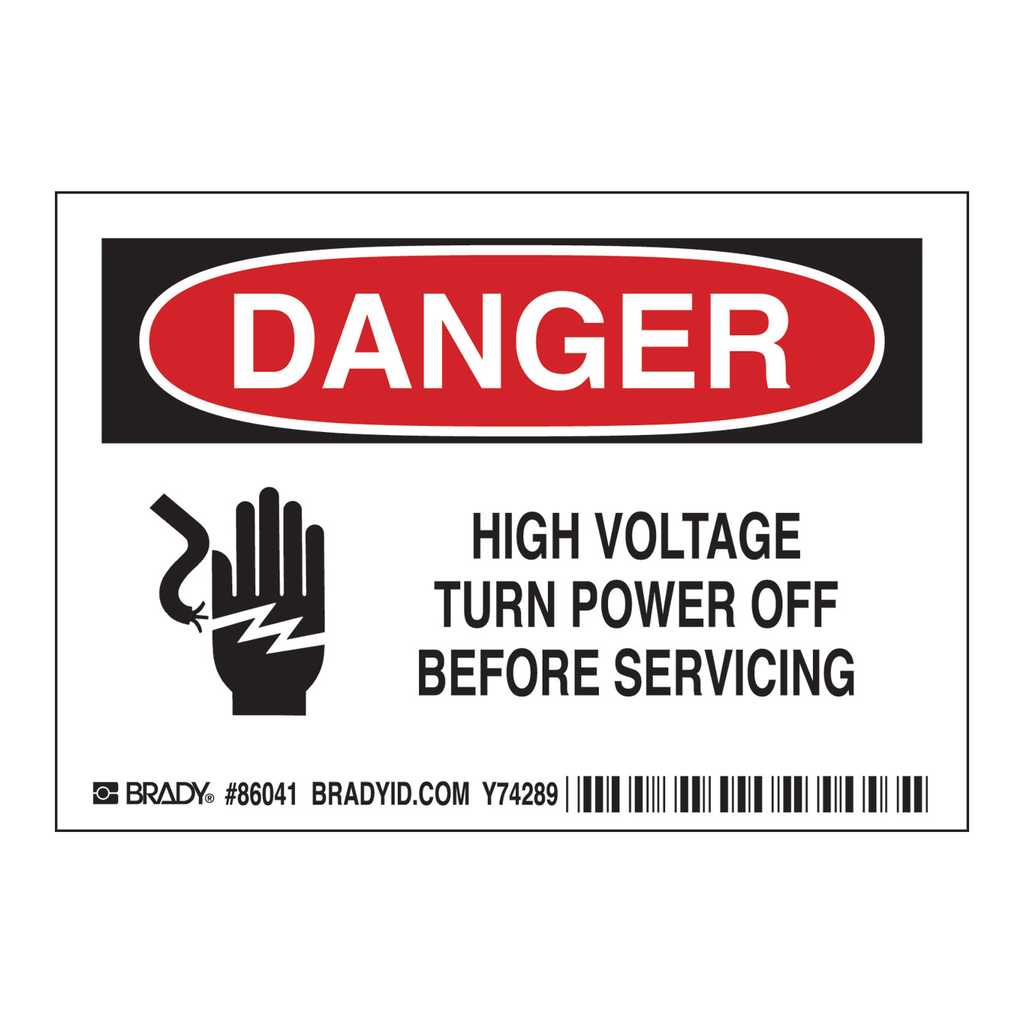 Brady DANGER High Voltage Turn Power Off Before Servicing