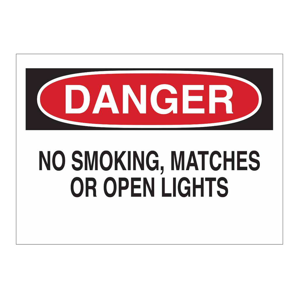 Brady DANGER No Smoking Matches Or Open Lights Sign