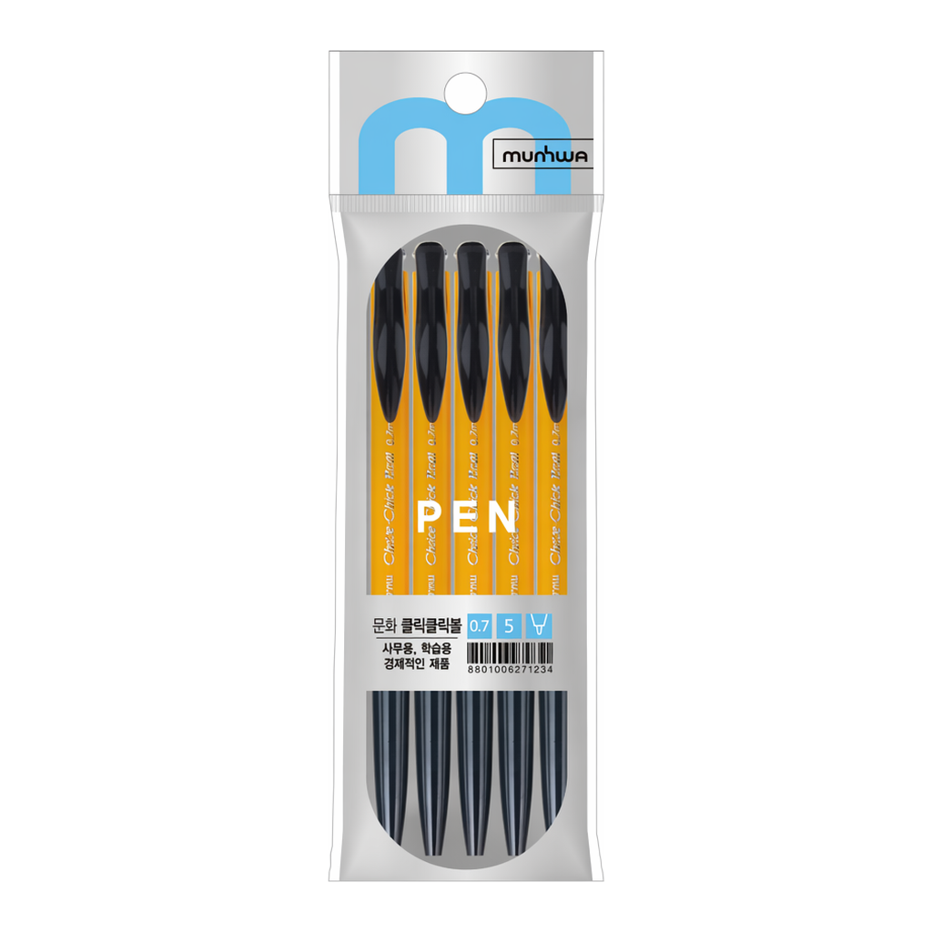 OFFICENEX 문화 클릭볼펜 5개입(흑색/0.7mm)