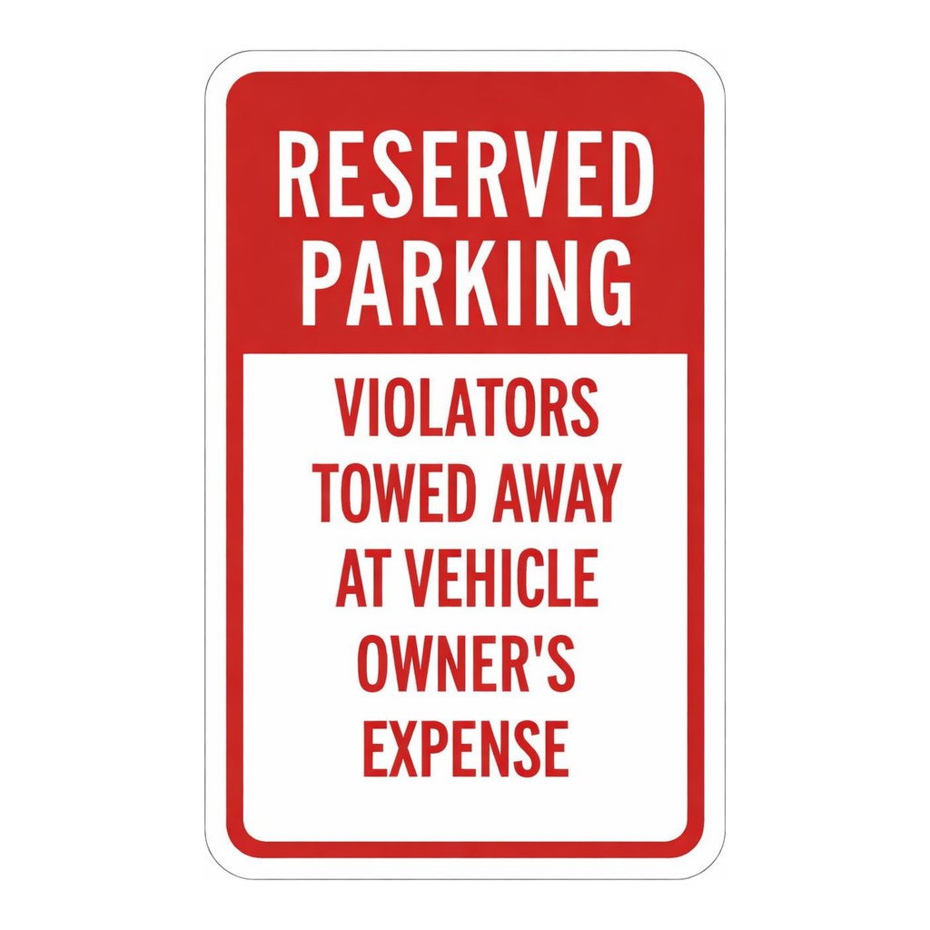 Brady RESERVED PARKING Violators Towed Away At Vehicle Owner'S Expense Sign