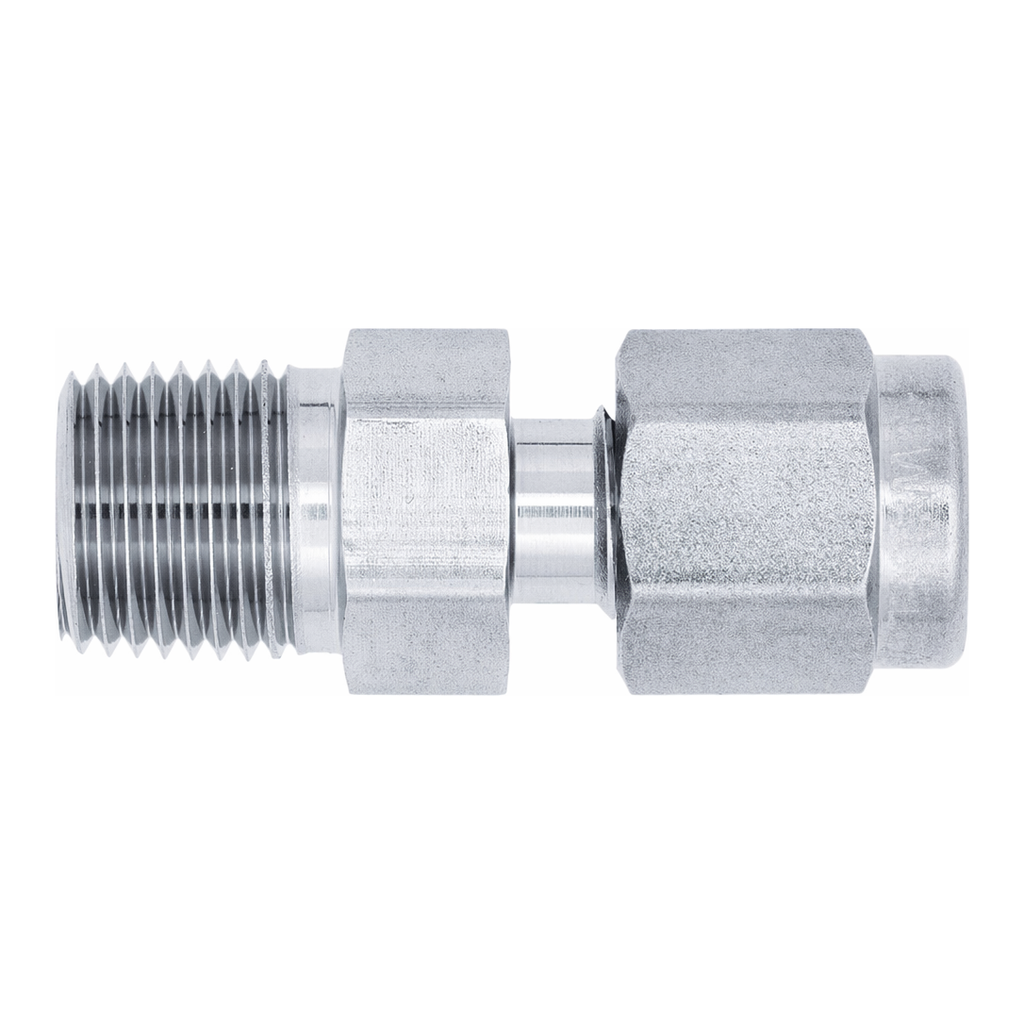 Restek Swagelok Fitting, Stainless Steel, 1/8in to 1/8in NPT Male Connector, 2-pk