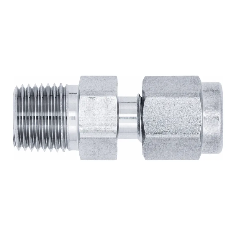 Restek Swagelok Fitting, Stainless Steel, 1/8in to 1/8in NPT Male Connector, 2-pk