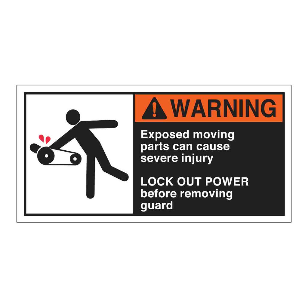 Brady EXPOSED MOVING PARTS CAN CAUSE SEVERE INJURY Labels