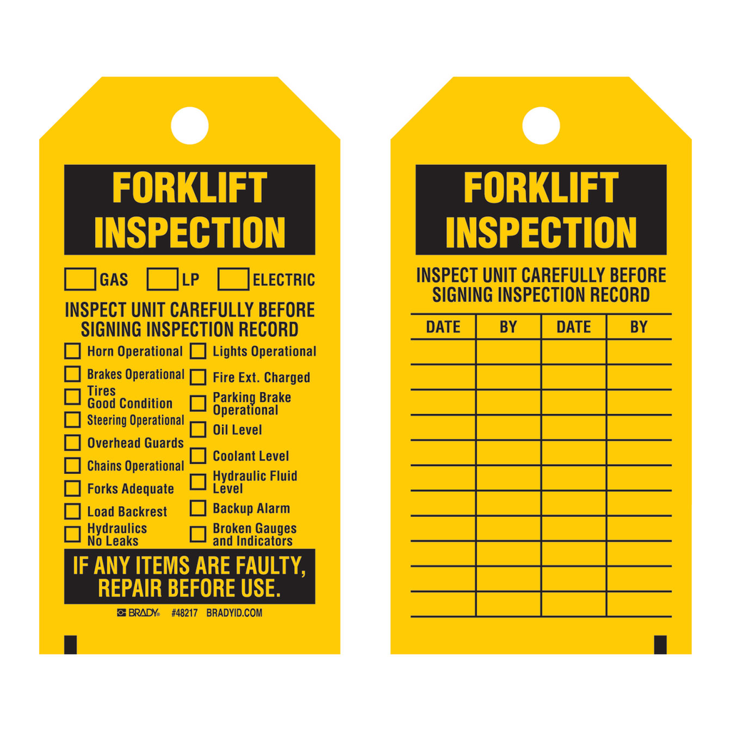 Brady Forklift Inspection Tags