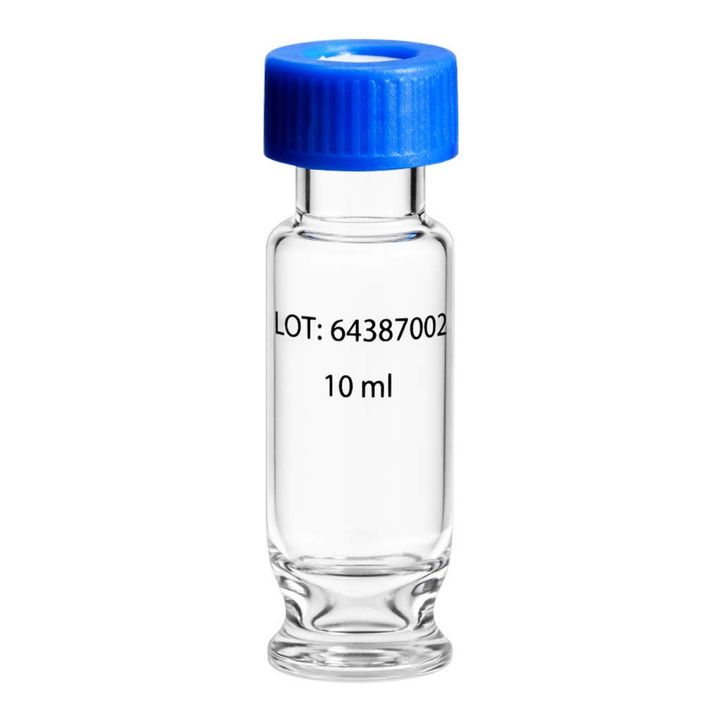 Waters LCGC Certified Clear Glass 12 x 32 mm Screw Neck Vial, Max Recovery, with Cap and Preslit PTFE/Silicone Septum, 1.5 mL Volume, 100/pk