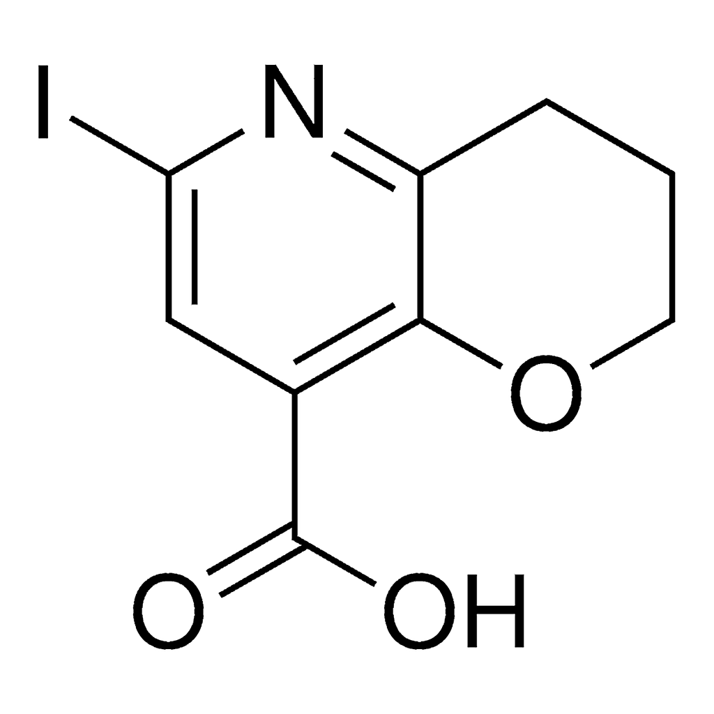 Merck 6-Iodo-3,4-dihydro-2H-pyrano[3,2-b]pyridine-8-carboxylic acid