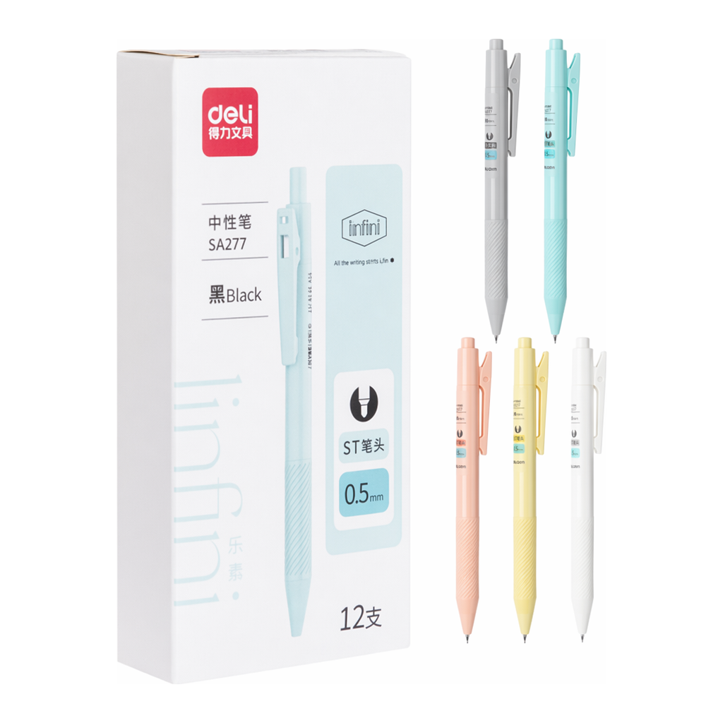 OFFICENEX 델리 SA277 노크식 퀵드라이 젤펜 0.5mm(잉크:흑색/바디색상랜덤)