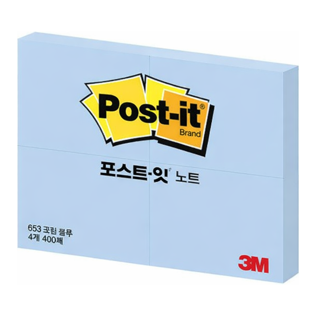 OFFICENEX 3M 포스트잇 653-4 B 크림블루 51x38mm