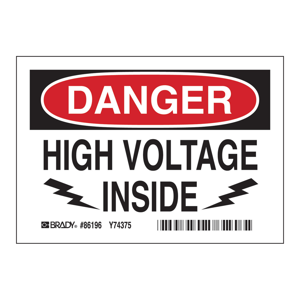 Brady DANGER High Voltage Inside Labels