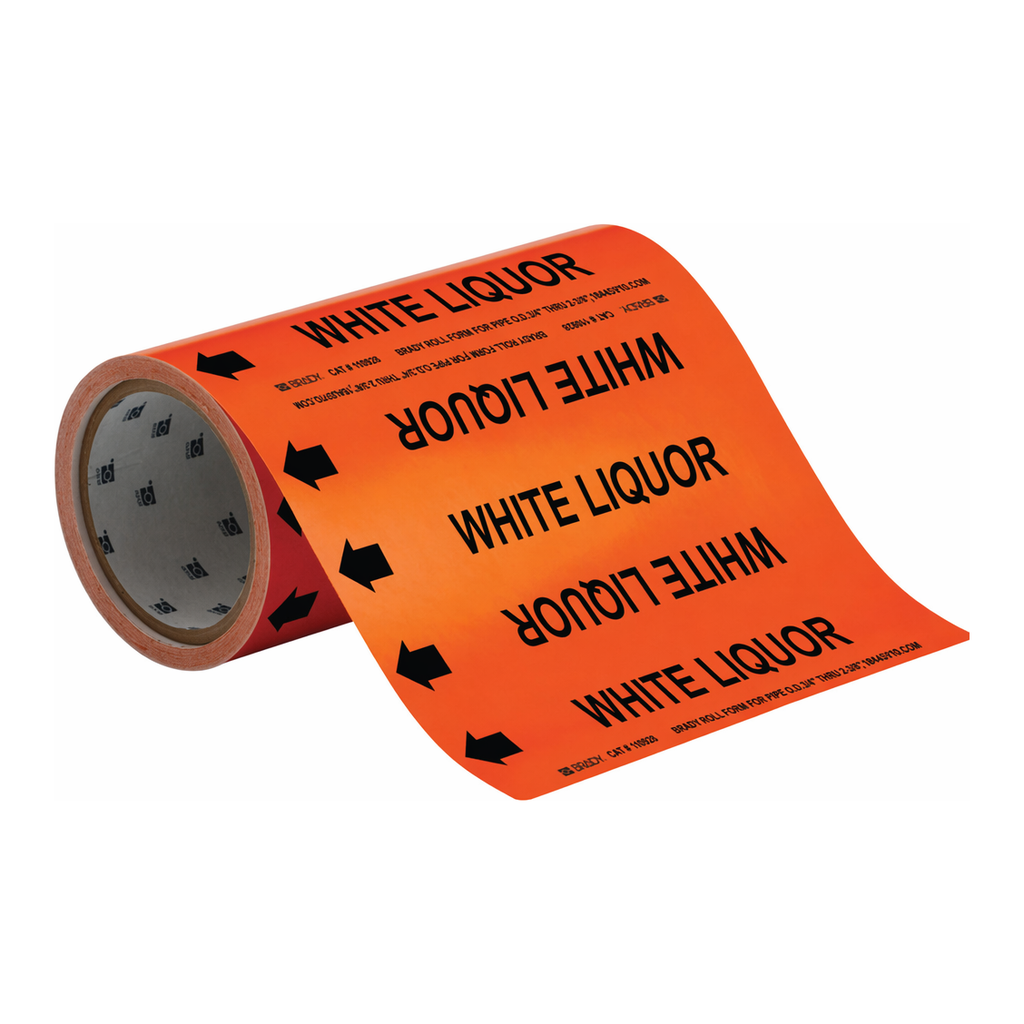 Brady WHITE LIQUOR Roll Form Pipe Marker