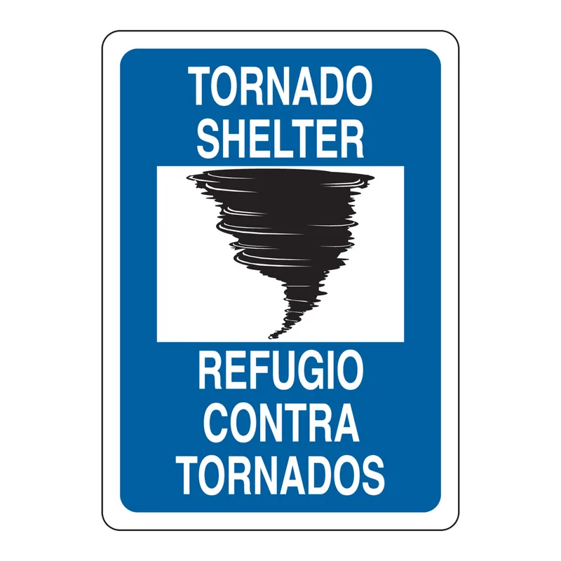 Brady Bilingual Tornado Shelter Sign