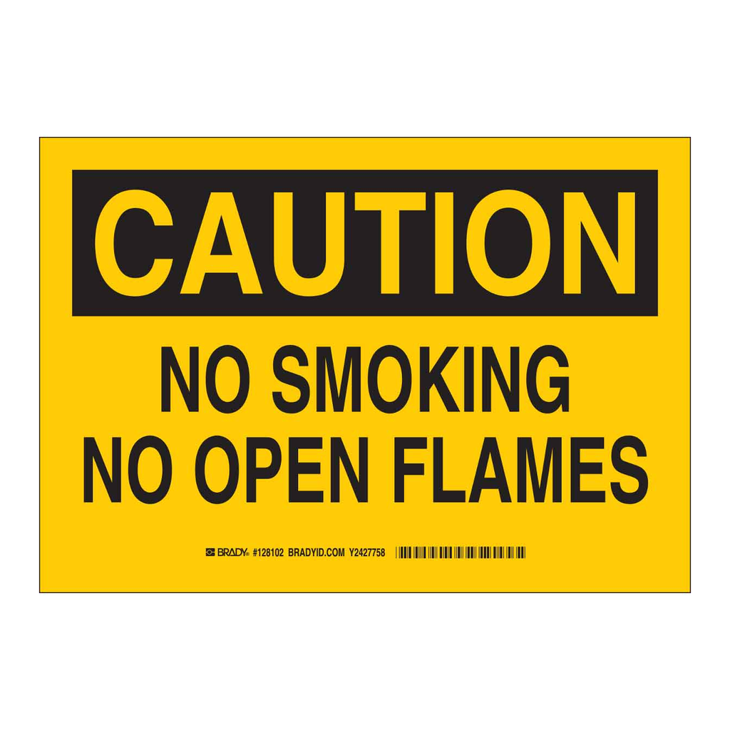 Brady CAUTION No Smoking No Open Flames Sign