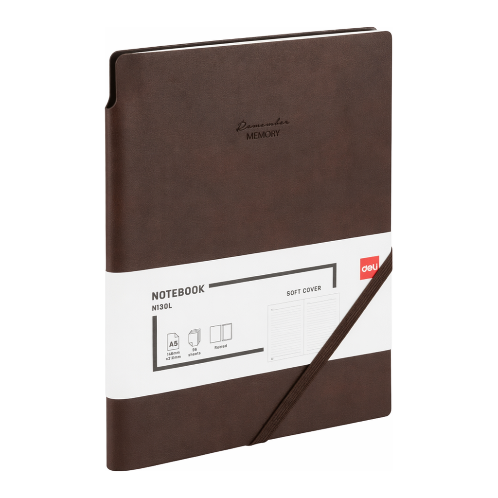 OFFICENEX DELI EN130L 소프트 커버 양장 다이어리 A5 (브라운)(80g, 라인내지 96매)