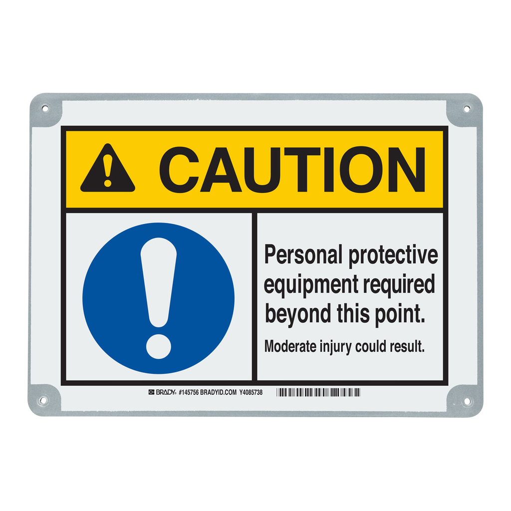 Brady ToughWash CAUTION Personal Protective Equipment Required Beyond This Point. Sign