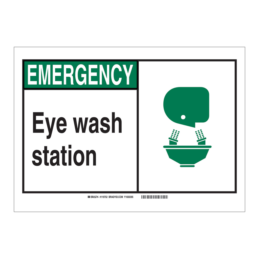 Brady EMERGENCY Eye wash station Sign