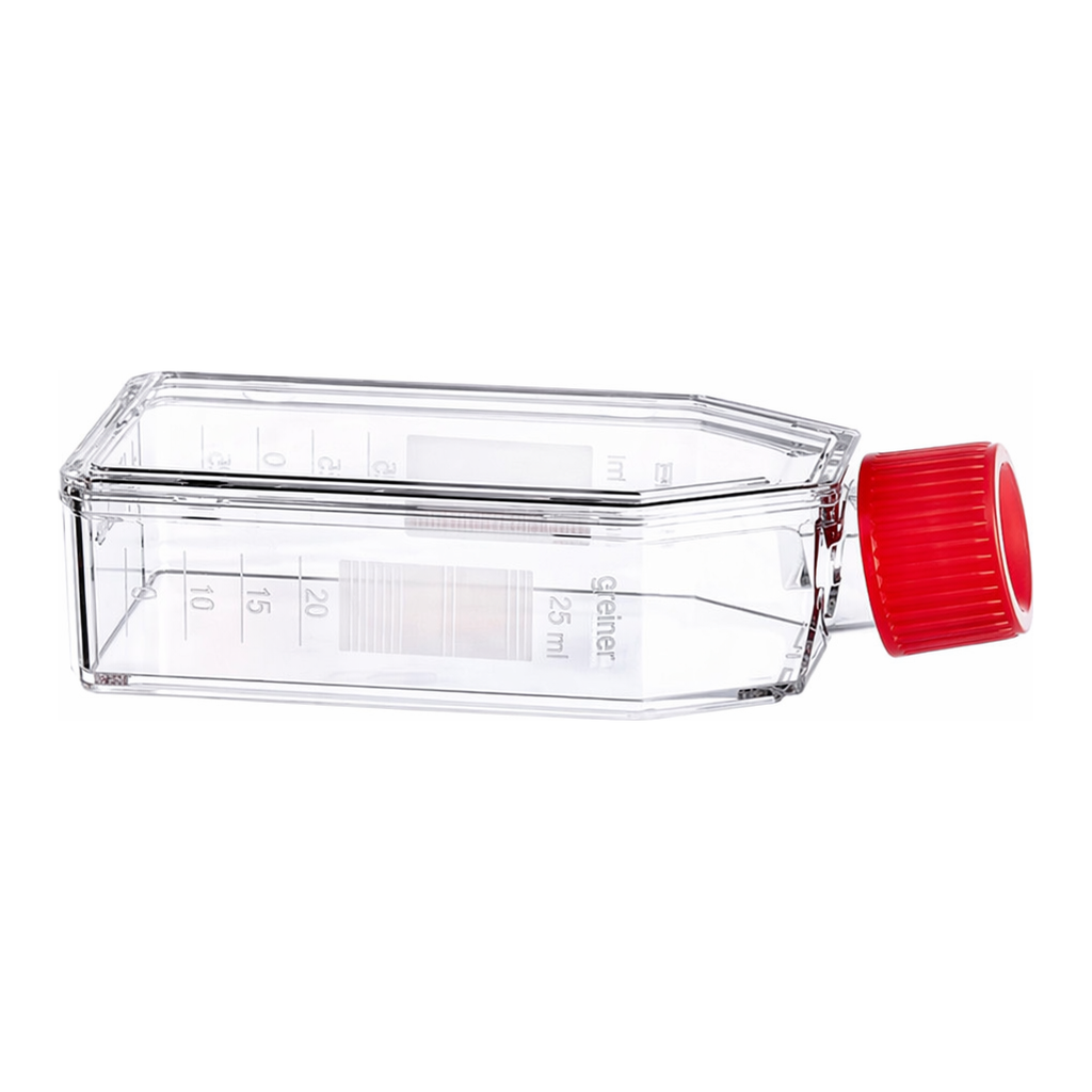 Greiner Bio One CELL CULTURE FLASK, 50 ML, 25 CM², PS,RED STANDARD SCREW CAP, CLEAR, CELLSTAR® TC, STERILE, 10 PCS./BAG