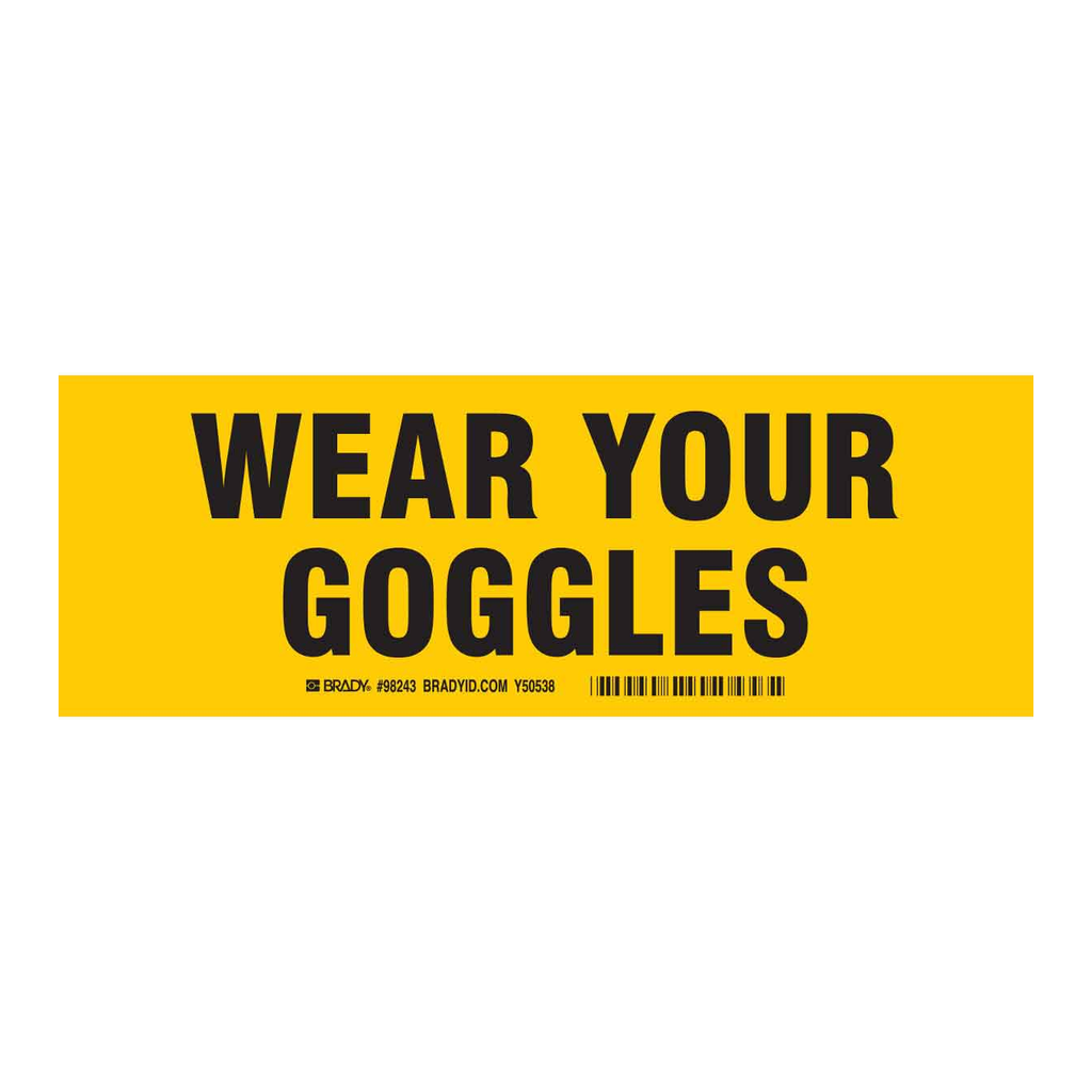 Brady Wear your goggles sign